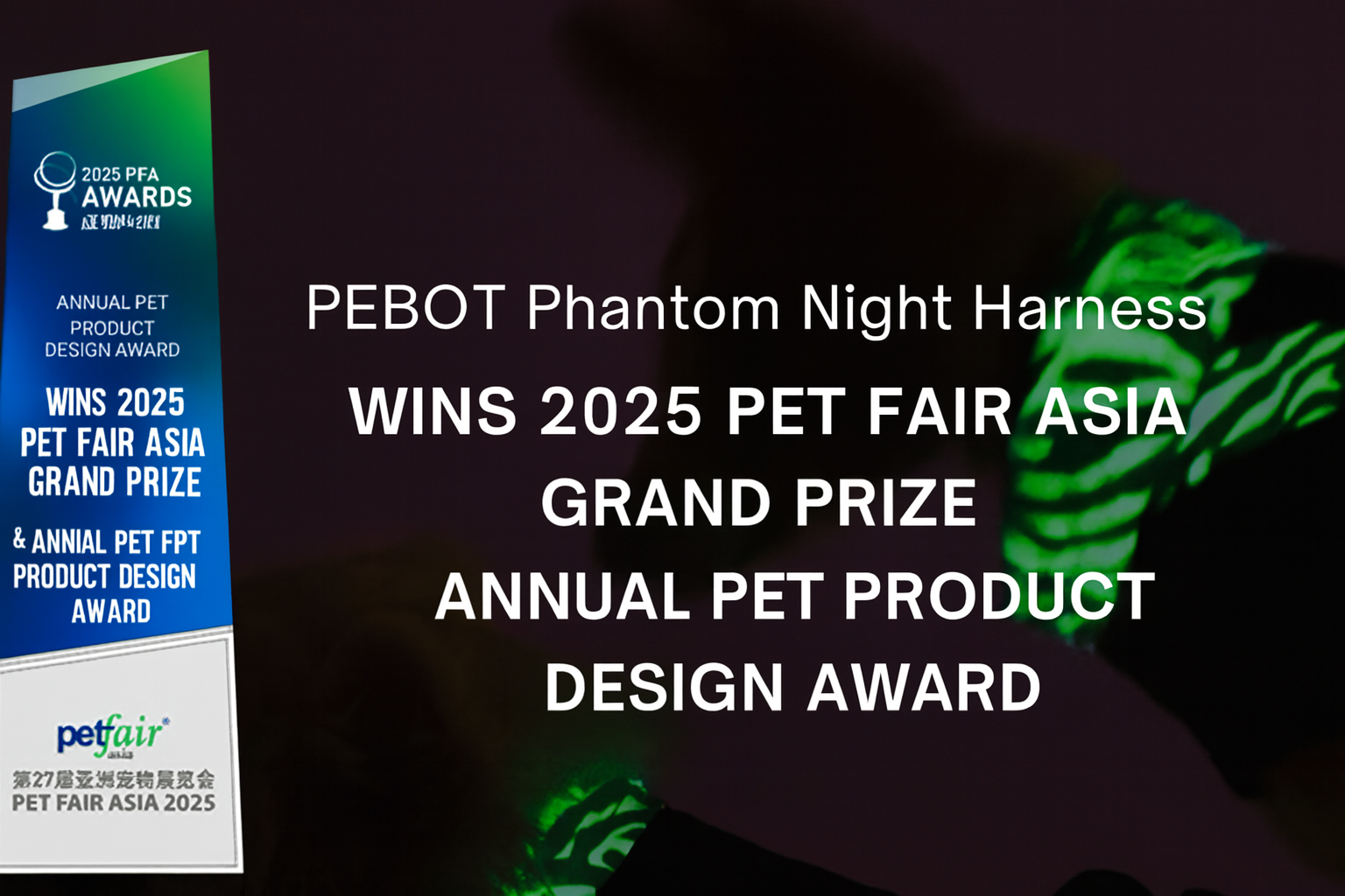 Phantom Night Harness – PEBOT Magnetic Buckle Reflective Pet Harness for Small and Medium Dogs and Cats, Ideal for Night Walks