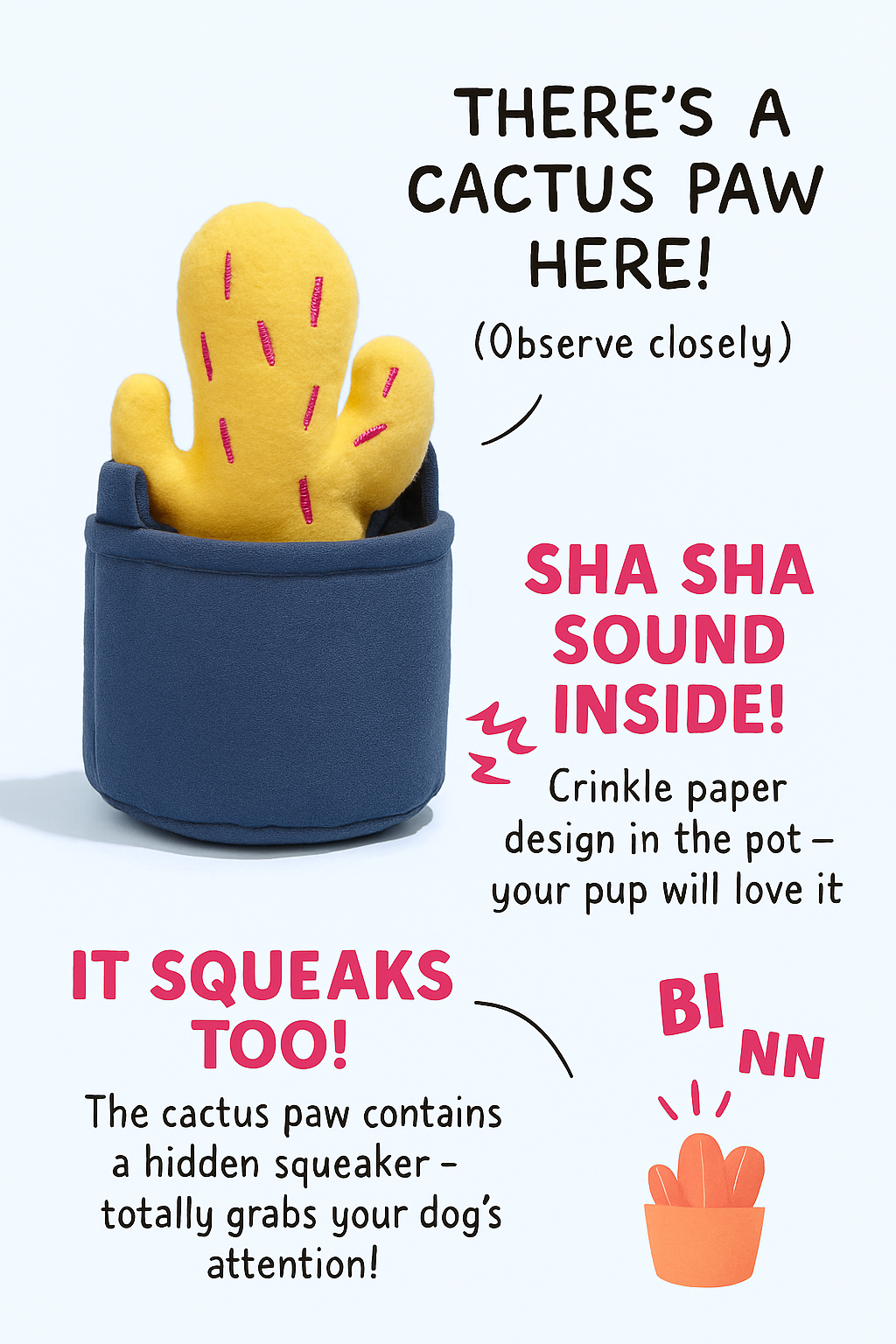 Cactus Potted Plush Toy – Interactive Chew Toy for Pets (Multiple Colors)