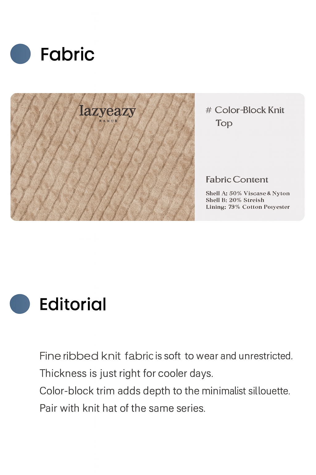 Color-Block Henley Knit Top – Lazyeazy Comfortable and Soft Sweatshirt Base Layer for Small and Medium Dogs and Cats