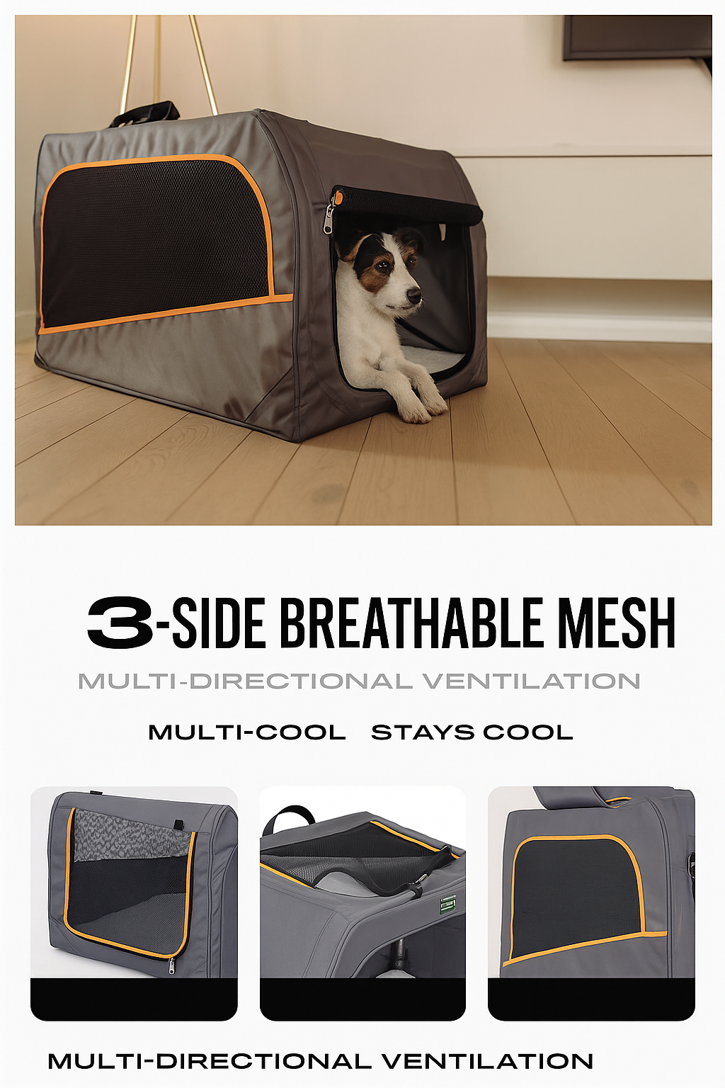 HUNTER Germany Portable Pet Travel Carrier – Breathable & Foldable Crate for Car, Camping & Outdoor Use